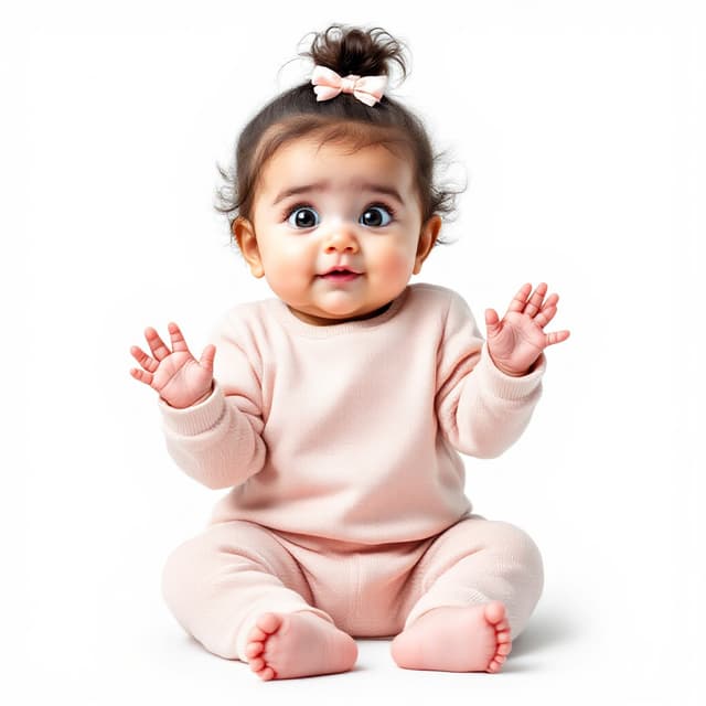 A puzzled baby shrugging