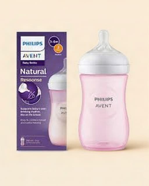 Avent Natural Response 260ml Baby Feeding Bottle, Pack of 2 (3-6 months)