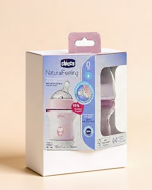 Chicco Natural Feeling Feeding Bottle with Slow Flow Nipple, Blue, 150ml