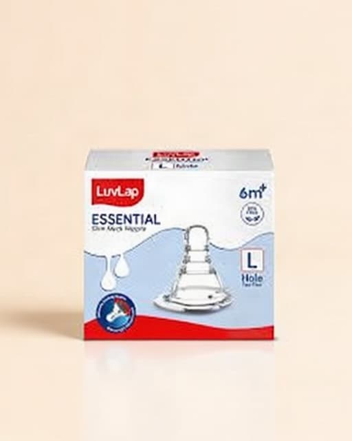 LuvLap Anti-Colic Essential Teat/Nipple, Slim Neck Bottle, 4pcs, Fast Flow, 6M+, BPA Free, Clear