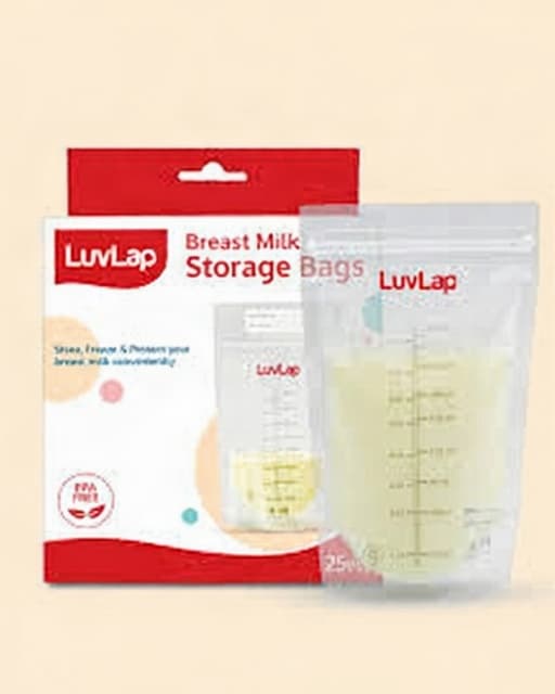 LuvLap Baby Breast Milk Storage Bags, Pack of 25, BPA-free disposable milk freezer bags, transparent