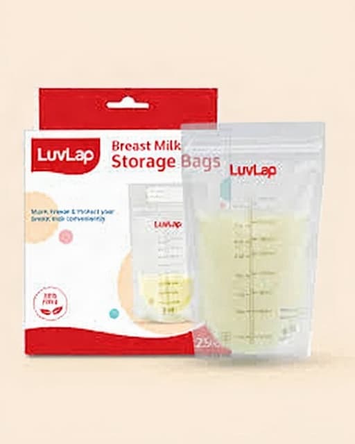 LuvLap Baby Breast Milk Storage Bags, Pack of 50, BPA-free disposable milk freezer bags, transparent